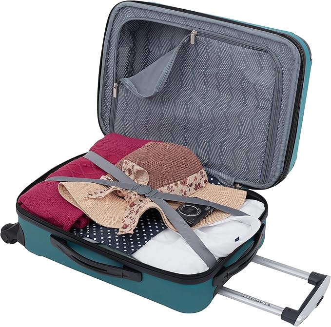 Travelers Club Chicago Hardside Expandable Spinner Luggage, Teal, 3 Piece Set