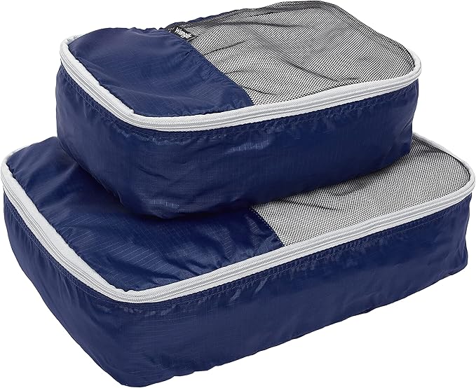 Wrangler 4 Piece Miami Luggage and Packing Cubes Set, Blue