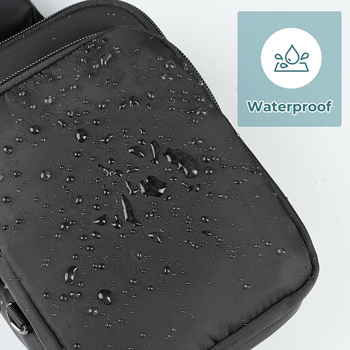 BROADREAM Mini Crossbody Sling Bag, Small Chest Bags Dual Pocket with Zipper Lock, RFID Blocking & Water Resistant Women Men