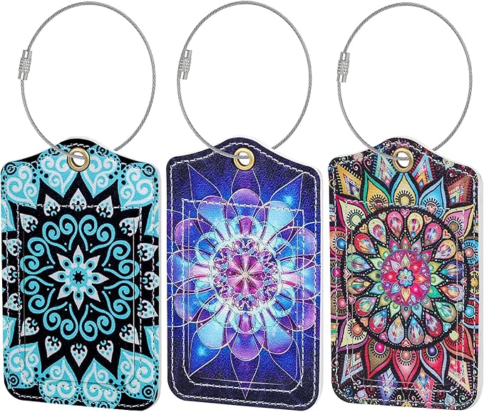 Fishent Luggage Tag, 3 Pack Travel Cruise Luggage Tags for Suitcases, Cute Suitcase Tags Identifiers Bag Tags with Privacy Flap, Baggage Name Tag for Women Men Luggage Backpack Handbag School Bag