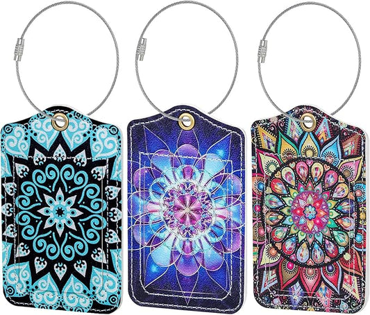 Fishent Luggage Tag, 3 Pack Travel Cruise Luggage Tags for Suitcases, Cute Suitcase Tags Identifiers Bag Tags with Privacy Flap, Baggage Name Tag for Women Men Luggage Backpack Handbag School Bag