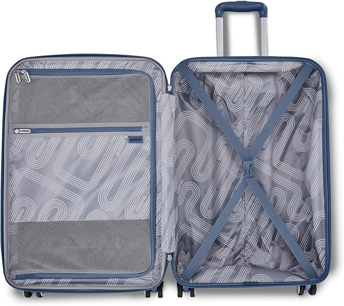 American Tourister Stratum 3.0 Carry-On Spinner, Airline Approved, Durable Hardside Luggage, Expands 1.5", RightHeight™ Adjustable Handle, Elemental Blue