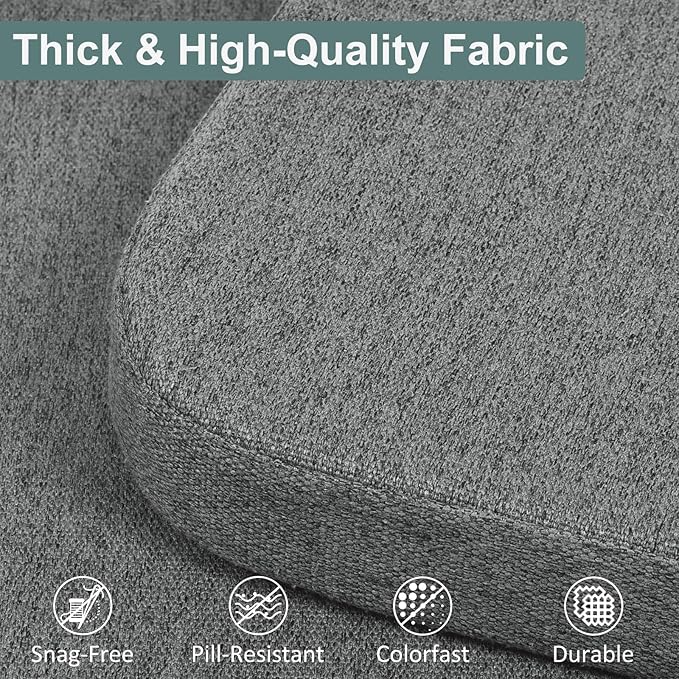 Shinnwa Kitchen Chair Cushions, Patented Design Molded Memory Foam Dining Chair Pads with Ties and Washable Cover, 17" x 16" x 2", Dark Grey