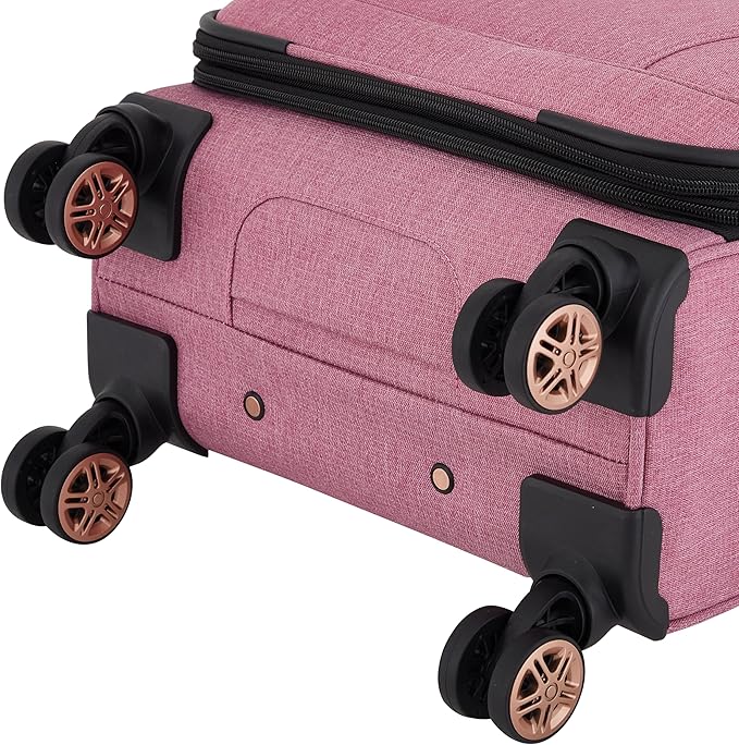 kensie Hudson Softside 3-Piece Spinner Luggage Set, Mellow Mauve