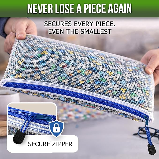10 Pack Mesh Zipper Pouch Bags A3-12x18 - Plastic Zipper Pouches for Organizing - Board Game Organizers - Large Zippered Pouch Bag - Mesh Pouches with Zippered - Board Game Bags - Puzzle Storage