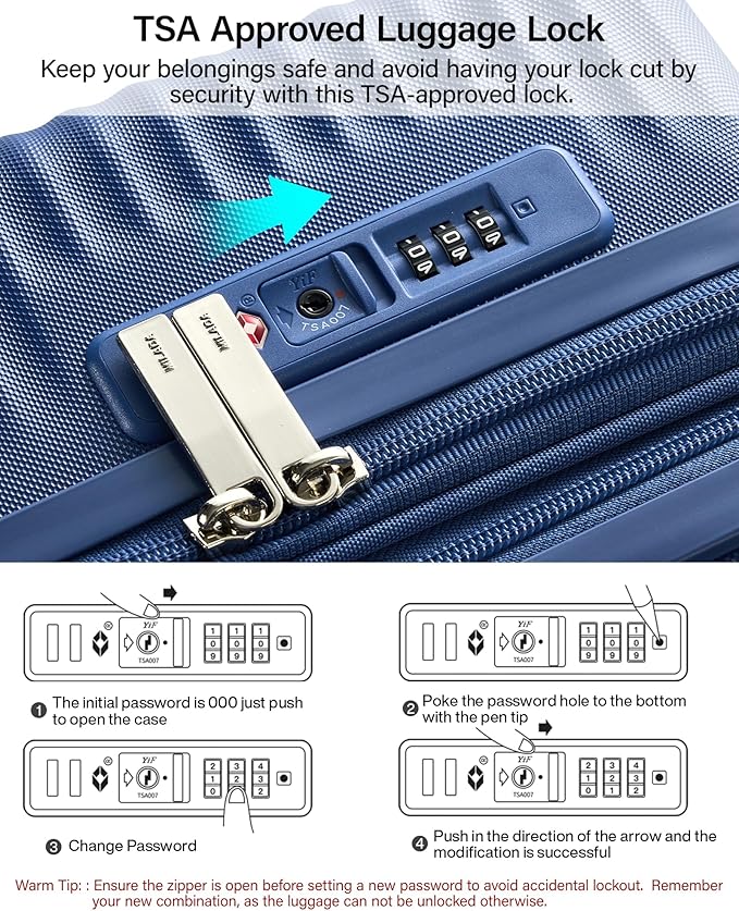 MILADA 24 Inch Expandable Checked Luggage - Hardshell Suitcase with Wheels, TSA Lock, Durable PC Shell, Checked Baggage, Lightweight & Scratch-Resistant, Interstellar Blue
