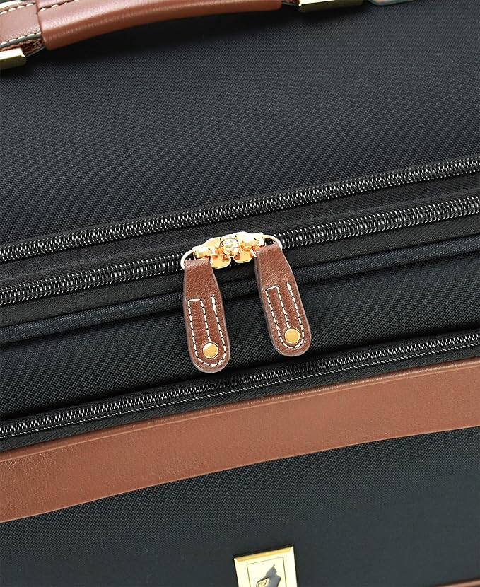 London Fog Nottingham 20 Inch Expandable Spinner Carry on Softside Suitcase, Black Chestnut