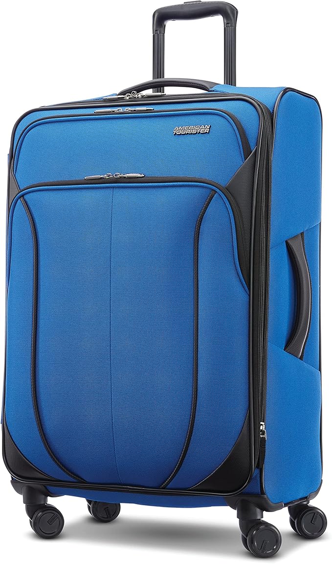 American Tourister 4 KIX 2.0 Expandable Softside Luggage with Spinner Wheels, 24 SPINNER, CLASSIC BLUE