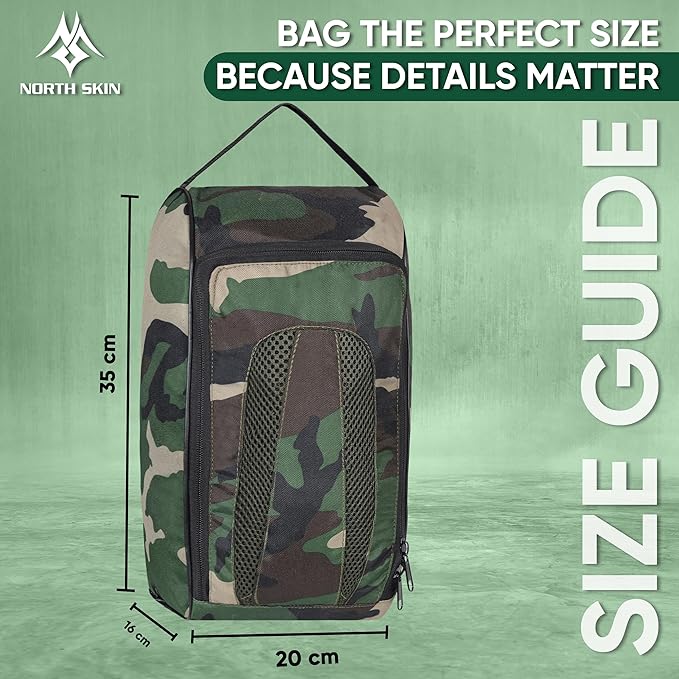 Shoe Bag Waterproof Sports Golf Boot Bag | Odor-Resistant Gym Kit Organiser Storage | Hiking Travel Dust-Proof Storage Bag for Wellington, Cowboy, Football, Rugby, Cricket Shoe (Green Camo)