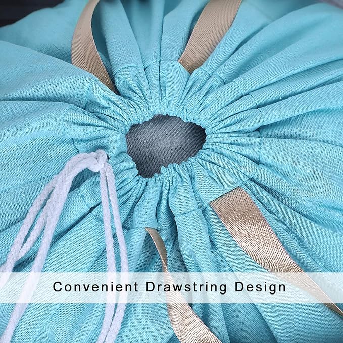 Heavy Duty Laundry Bag with Drawstring and Handle, Extra Large Travel Dirty Clothes Bag for Laundromat and Household, Durable Rip-Stop Laundry Hamper Liner, 28 x 40 Inch by SANFERGE, Light Blue