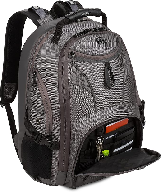 SWISSGEAR 1900 ScanSmart TSA Laptop Backpack Fits 17 Inch Laptop with RFID Protection and Tablet Pocket, Sting Grey Ballistic, 19-Inch