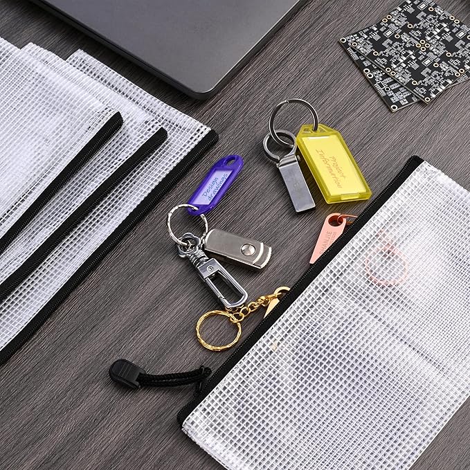 12Pcs Mesh Zipper Pouch,9x4.4 Inches Durable Pouches,Organizing Storage with Zipper for Bill,File and Travel,Multi-Purpose Stationery Pouch