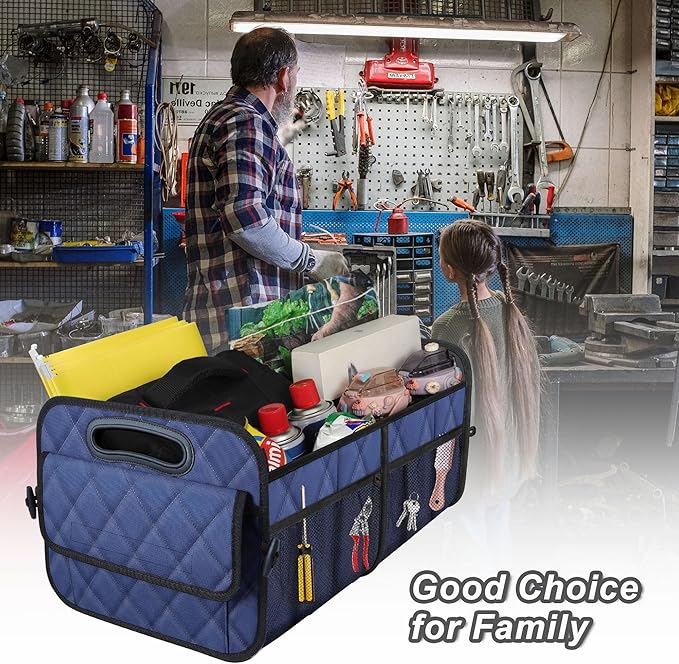 Deosk Car Trunk Organizer for SUV, Car Organizers and Storage with 6 Pocket, Car Accessories for Women/Men 50L Waterproof Polyester Trunk Organizer(Medium, Dark Blue)