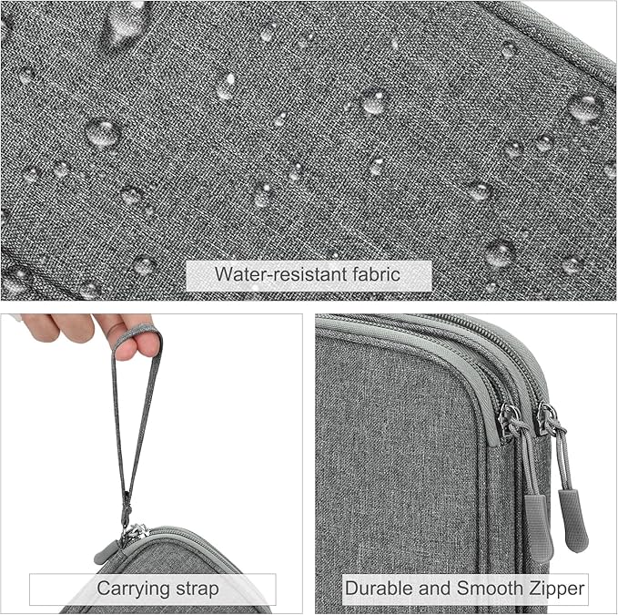 FYY Electronic Organizer, Travel Cable Organizer Bag Pouch Electronic Accessories Carry Case Portable Waterproof Double Layers Storage Bag for Cable, Cord, Charger, Phone, Medium Size, Dark Grey