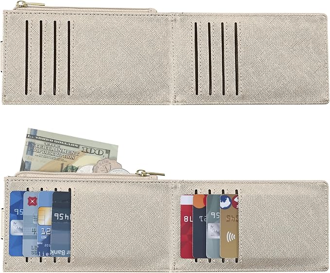 Chelmon Womens Wallet Slim RFID Blocking Bifold Multi Card Case Wallet with Zipper Pocket (Silver Gold)