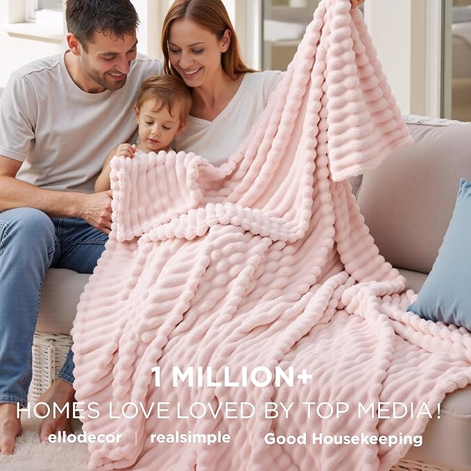 Bedsure GentleSoft Blankets Queen Size for Bed - Cozy Soft Blankets for Women, Cute Large Fleece Throws for Girls, Crystal Pink, 90x90 Inches