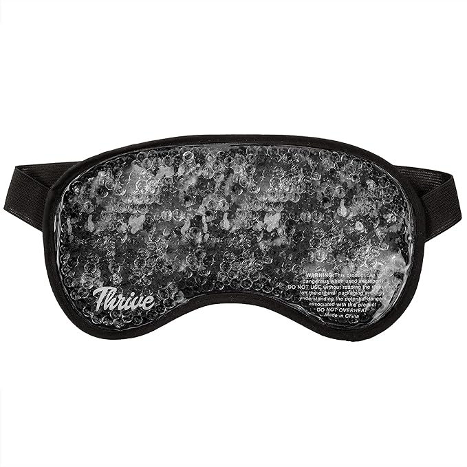 Thrive Gel Beads Eye Mask - Cold Compress for Dark Circles & Puffy Eyes - Hot Compress for Migraine Relief & Post-Surgery Swelling - Sleep Mask Blackout & Ice Pack for Face - Midnight, Pack of 1