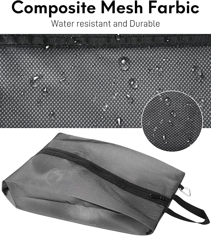 2 Pack Shoe Bags for Travel, Sneaker Bags, Waterproof Travel Shoe Bags with Zipper for Packing, Golf Shoe Dust Bags for Man and Women, Medium, Black