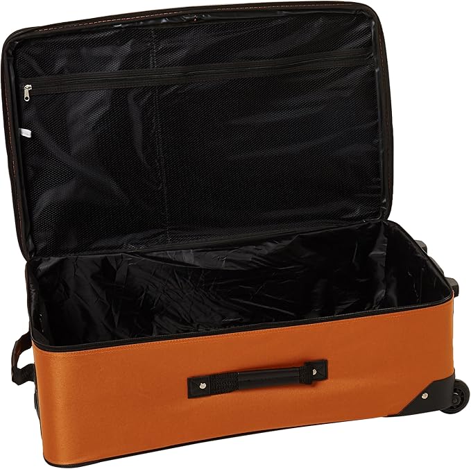 Rockland Journey Softside Upright Luggage Set, Expandable, Orange, 4-Piece (14/19/24/28)
