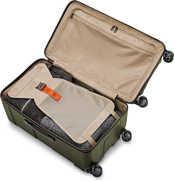 Briggs & Riley 28" Medium Trunk Spinner - Checked Luggage for Travel, Suitcases with Wheels, Hardside Rolling Bag for Men & Women, Self-Repairing Zipper - Torq Collection, Hunter Green
