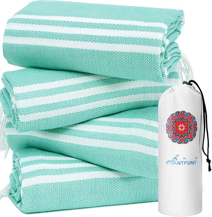 4 Pack Turkish Beach Towels Quick Dry Sand Free Oversized Bath Pool Swim Towel Extra Large XL Blanket Adult Travel Cruise Accessories Must Haves Clearance Stuff Necessities Vacation Essentials