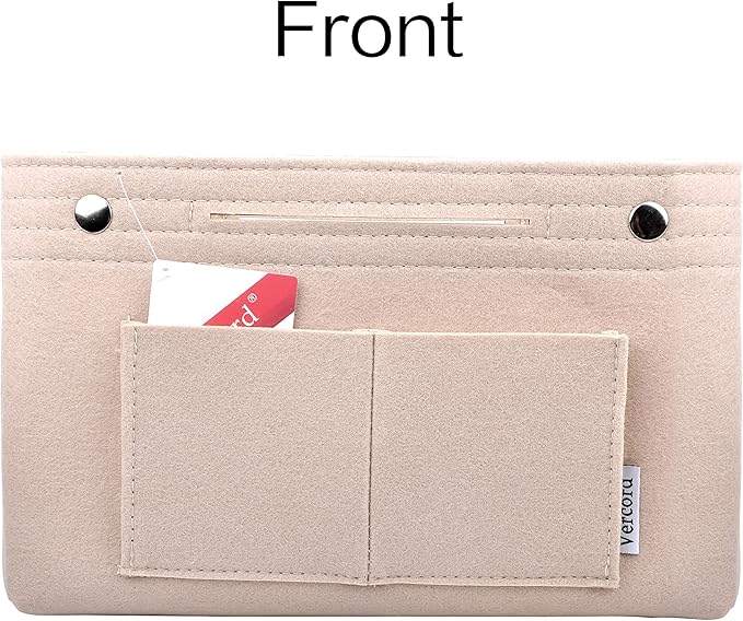 Vercord Felt Purse Tote Organizer Insert Divider Inside Handbag for Women Medium Beige, 11 inch x7.1 inch x3.5 inch