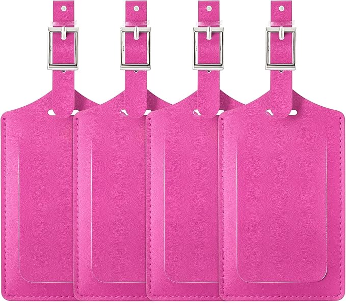 Travelambo Luggage Tags for Suitcases PU Leather Travel Tags Bag Tags Privacy Protection Travel Essentials