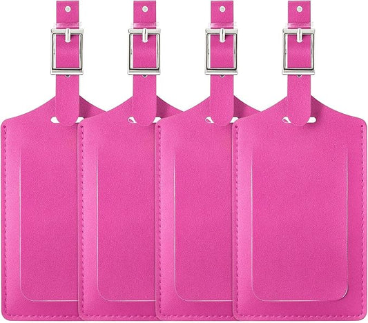 Travelambo Luggage Tags for Suitcases PU Leather Travel Tags Bag Tags Privacy Protection Travel Essentials