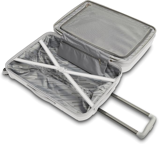American Tourister Stratum 2.0 Expandable Hardside Luggage with Spinner Wheels, Checked-Large, White