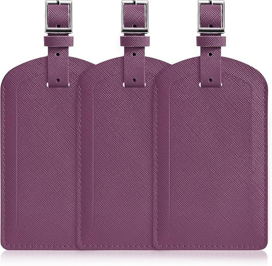 3 Pack Luggage Tags for Suitcases, TSA Approved Bag Tags, Baggage Tags with Privacy Protection, Travel Essentials Luggage Accessories, Royal Purple
