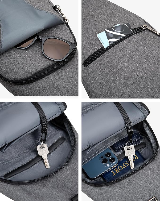 WATERFLY Medium Crossbody Sling Backpack Anti Theft Backpack for Traveling Chest Shoulder Bag