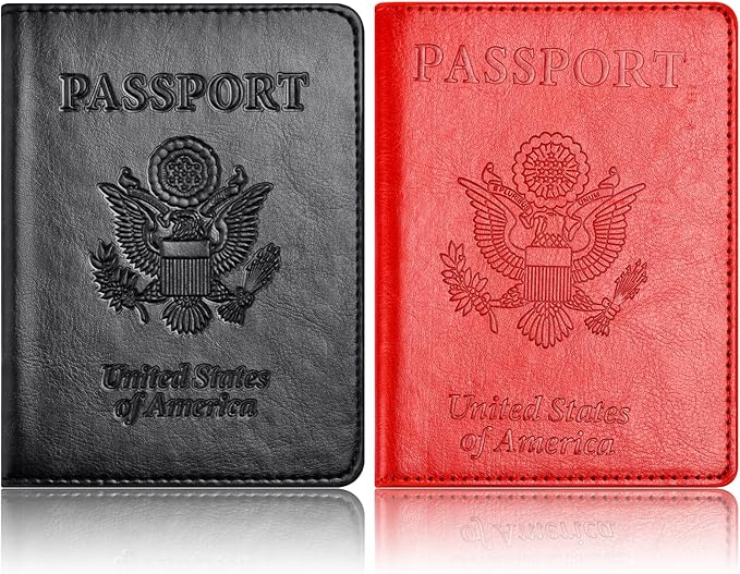 Eoehro Passport Holder for Travel Essentials-2Pack, Passport Wallet Cover Case for Travel Must Haves Accessories,Passport Book Holders for Women and Men