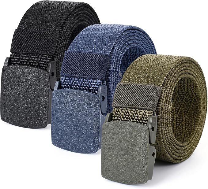 Mile High Life Nylon Web Belt Outdoor Military Belt With TSA Safe Plastic Buckle Belt