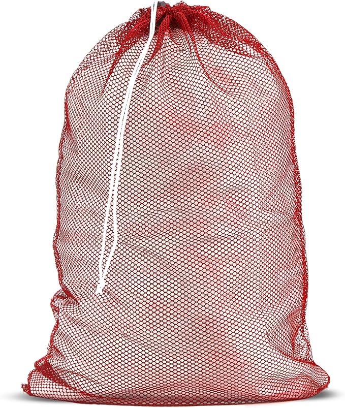 Handy Laundry Mesh XL Laundry Bag, 24" x 36" Heavy Duty, Durable Drawstring Closure, Machine Washable, Large Capacity for Delicates, Travel, College Dorm, Apartment, Red