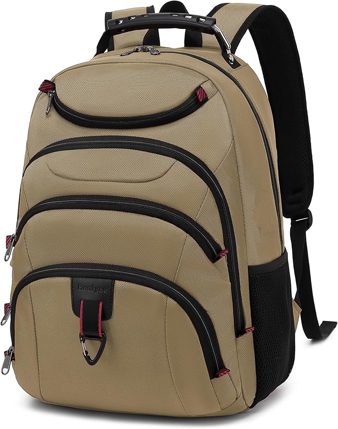 Boavan Laptop Backpack for men, 15.6 inch Laptop Bag with USB Port, Waterproof Travel Work Backpack Purse, Anti-Theft Teacher Nurse Doctor Casual Bookbags Office Business backpack，Khaki