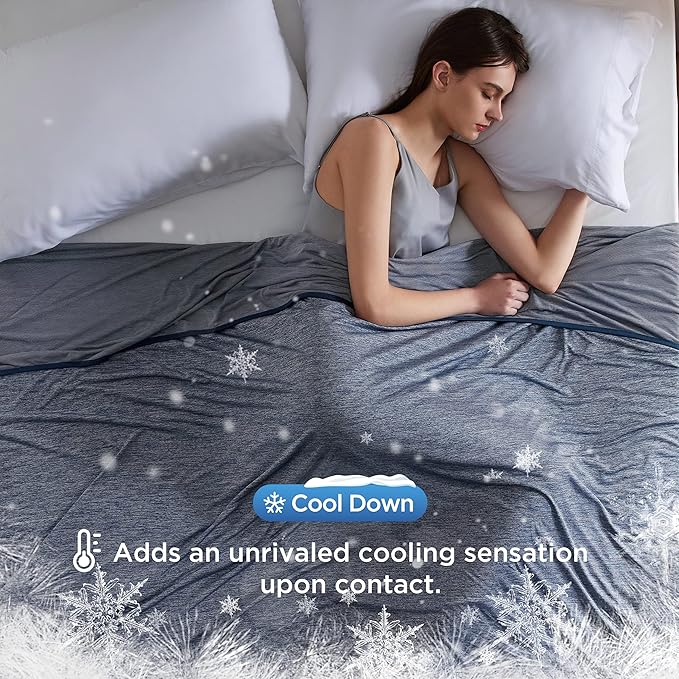 Bedsure Navy Cooling Blanket Twin XL for Hot Sleepers -Summer Cold Blanket with Rayon Derived from Bamboo for Twin Size Bed, Ice Cool Cold Lightweight Arc-Chill Thin Summer Bedding, 60x90