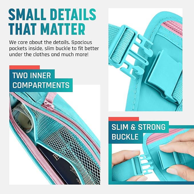 Alpha Keeper Money Belt for Travel Hidden Under Clothes – RFID Blocking Passport Holder & Slim Waist Wallet Pouch for Women & Men, Anti-Theft Travel Accessories