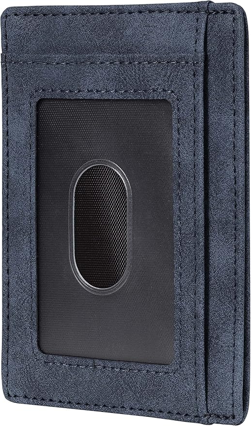 Travelambo Slim Wallet Front Pocket Minimalist Leather RFID Blocking Medium Size