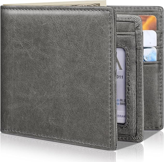 Artpaxy Mens Wallet Bifold Genuine Leather RFID Blocking Wallet for Men with 1 ID Windows 13 Card Holders 2 cash pockets 1 Gift Box