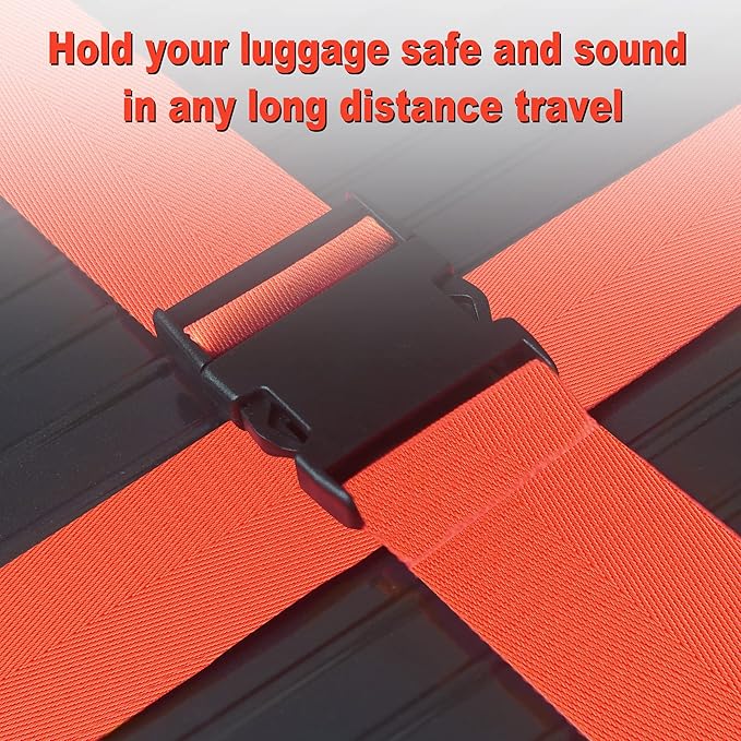 Luggage Straps for Suitcases TSA Approved Travel Belt 4 Pack by Chelmon (Red)