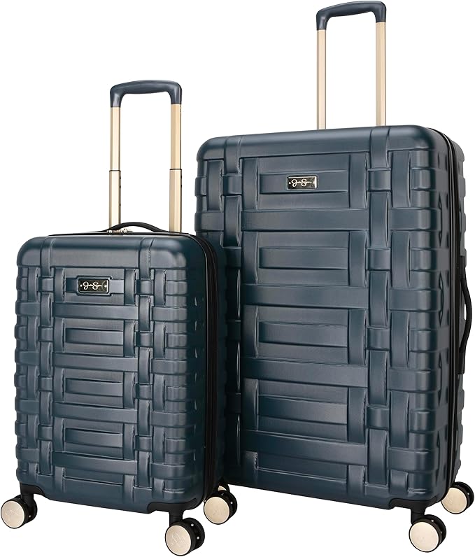 Jessica Simpson Taffeta 2-Piece Set (20"& 28") Expandable 8-Wheel Spinner Large Checked Luggage Suitcase, Magical Forest