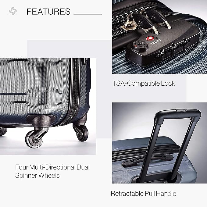 Samsonite Omni PC Hardside Expandable Luggage with Spinner Wheels, Teal, Checked-Large 28-Inch