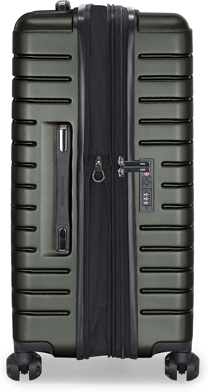 Traveler's Choice Archer Polycarbonate Hardside Spinner Luggage Set, Tie Down Straps, Green, 3-Piece