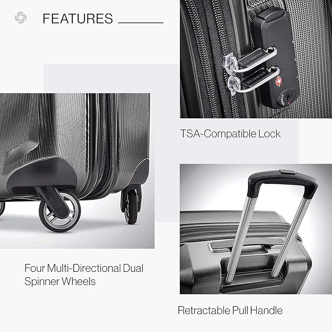 Samsonite Winfield 3 DLX Hardside Luggage with Spinners, 3-Piece Set (20/25/28), Graphite Grey