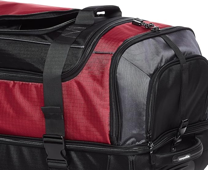 Amazon Basics Ripstop Wheeled Duffel, 35 Inch - Red