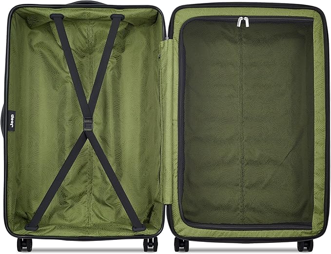 Jeep JH004C Hardside Expandable Luggage with Spinner Wheels, Beige, 2 Piece Set 20/28 Inch