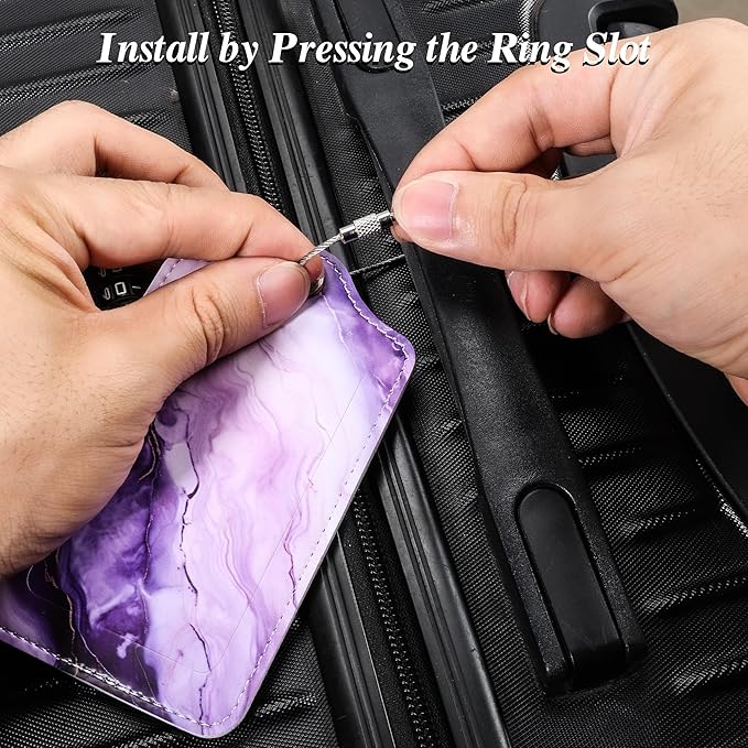 Luggage Tags for Suitcases, 2 Pack Cute PU Leather Luggage Tag TSA Approved with Stainless Steel Loop and Address Card Baggage Tag for Travel&Hotel Stays&Cruise Ships&Shipping and Mailing