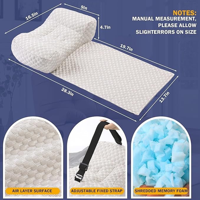 BALAPET Shredded Memory Foam Neck Pillow for Recliners, Ergonomic Headrest Cushion for Neck Pain Relief and Cervical Support, Suitable for Side Sleeping at Home and Office, Patent Pending(Coffee)