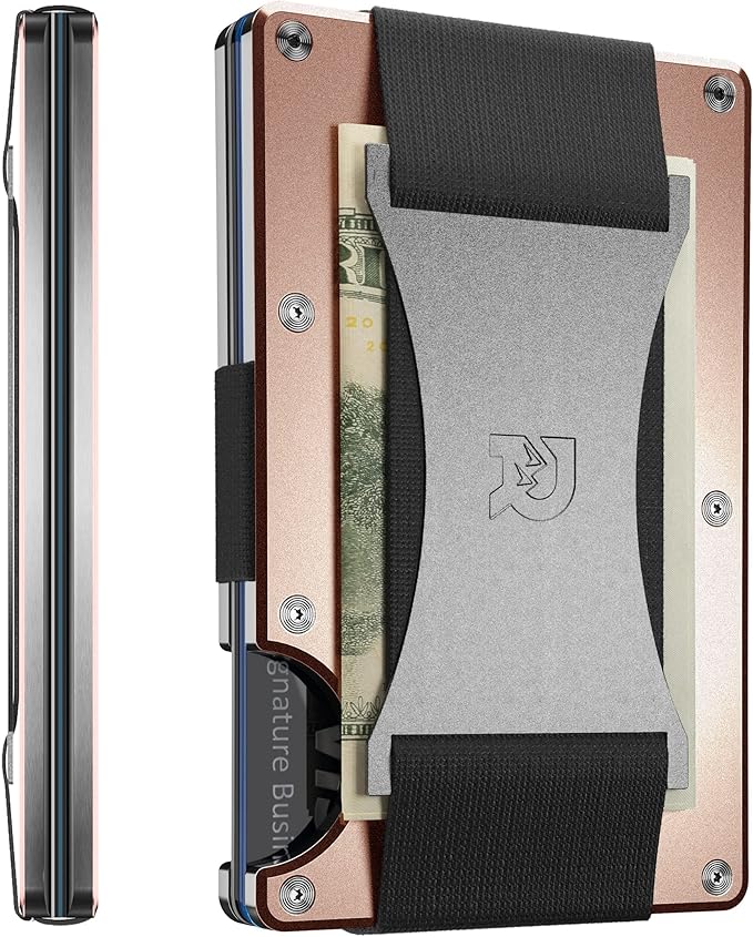 Ridge Wallet for Men - Slim Minimalist Compact Wallet and Card Holder, RFID Protected Front Pocket Wallets for Men with Integrated Cash Strap