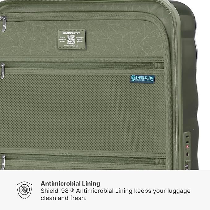 Traveler's Choice Edinburgh II Hardside Spinner Luggage, TSA Lock, Green, 2 Piece Set (21/29)